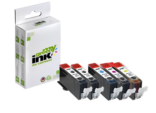 my green ink Tintenpatronen SET ersetzt Canon PGI-520BK, CLI-521BK/C/M/Y (5 Patronen)
