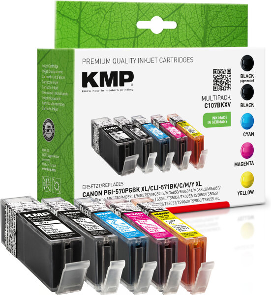 KMP Tintenpatronen C107BKXV MULTIPACK ersetzt Canon PGI-570PGBK XL, CLI-571BK/C/M/Y XL