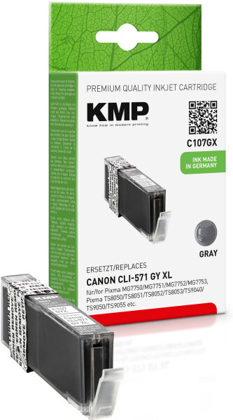 KMP Tintenpatrone C107GX (grey) ersetzt Canon CLI-571GY XL
