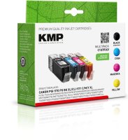 KMP Tintenpatronen C107PIXV MULTIPACK ersetzt Canon PGI-570PGBK XL, CLI-571C/M/Y XL