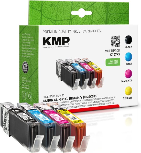 KMP Tintenpatronen C107XV MULTIPACK ersetzt Canon CLI-571BK/C/M/Y XL