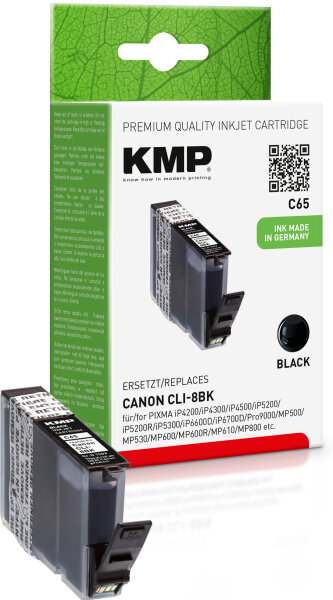 KMP Tintenpatrone C65 (schwarz) ersetzt Canon CLI-8BK
