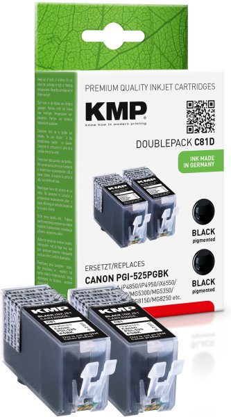 KMP Tintenpatrone C81D (schwarz) DOUBLEPACK ersetzt Canon PGI-525PGBK