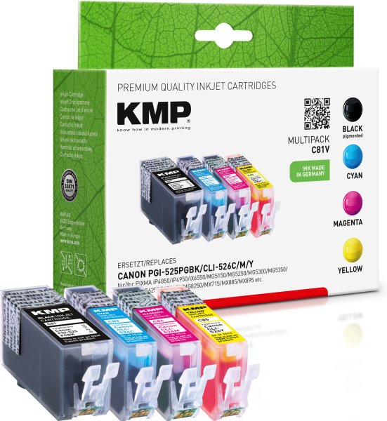 KMP Tintenpatronen C81V MULTIPACK ersetzt Canon PGI-525PGBK, CLI-526C/M/Y