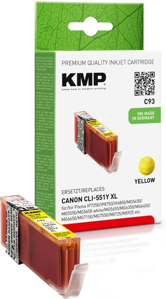 KMP Tintenpatrone C93 (gelb) ersetzt Canon CLI-551Y XL