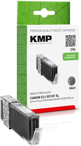 KMP Tintenpatrone C94 (grau) ersetzt Canon CLI-551GY XL