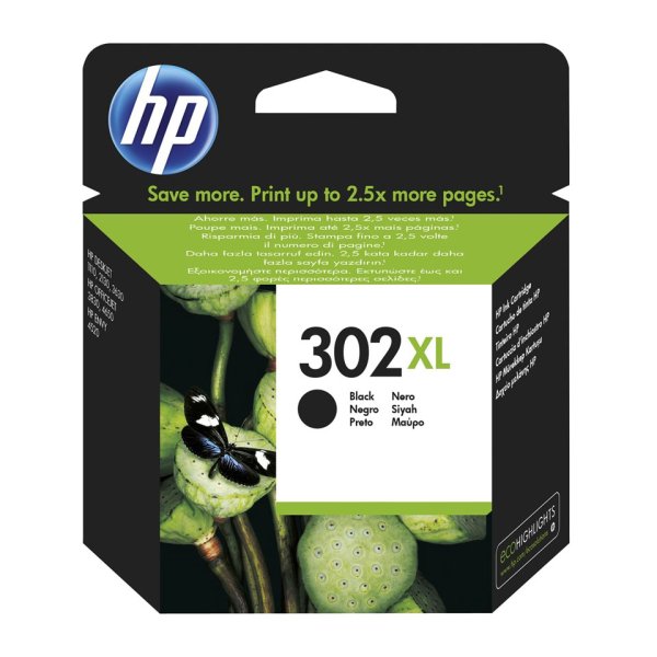 HP 302XL (schwarz) Tintenpatrone (F6U68AE)