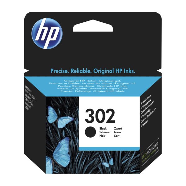 HP 302 (schwarz) Tintenpatrone (F6U66AE)