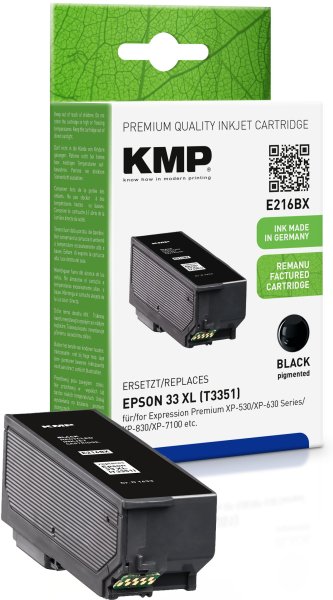 KMP Tintenpatrone E216BX (schwarz) ersetzt Epson 33XL (T3351 - Orange)