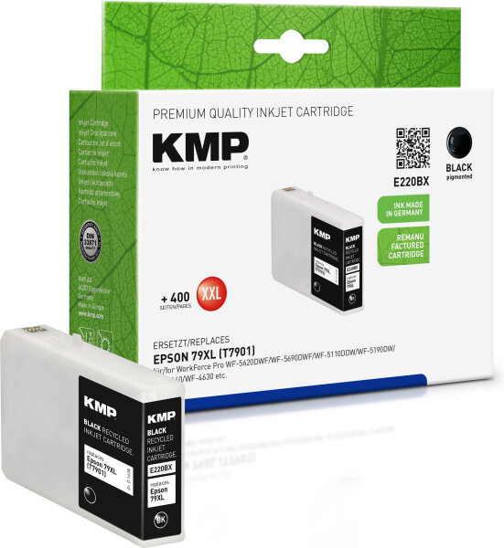 KMP Tintenpatrone E220BX (schwarz) ersetzt Epson 79XL (T7901 - Pisa)