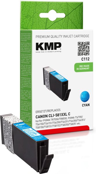 KMP Tintenpatrone C112 (cyan) ersetzt Canon CLI-581C XXL