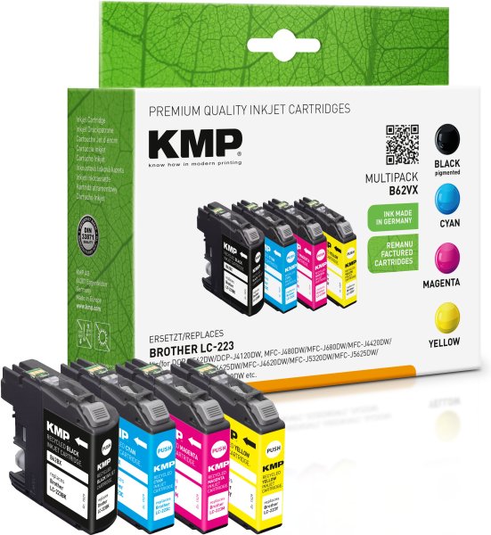 KMP Tintenpatronen B62VX MULTIPACK ersetzt Brother LC-223VALBP