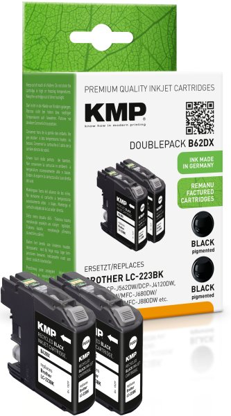 KMP Tintenpatrone B62DX (schwarz) DOUBLEPACK ersetzt Brother LC-223BK