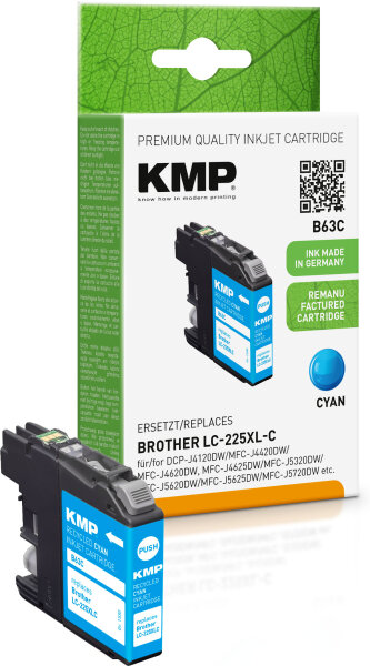 KMP Tintenpatrone B63C (cyan) ersetzt Brother LC-225XLC