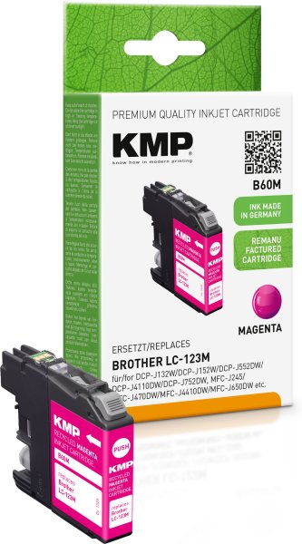 KMP Tintenpatrone B60M (magenta) ersetzt Brother LC-123M