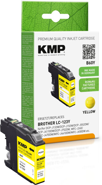 KMP Tintenpatrone B60Y (yellow) ersetzt Brother LC-123Y