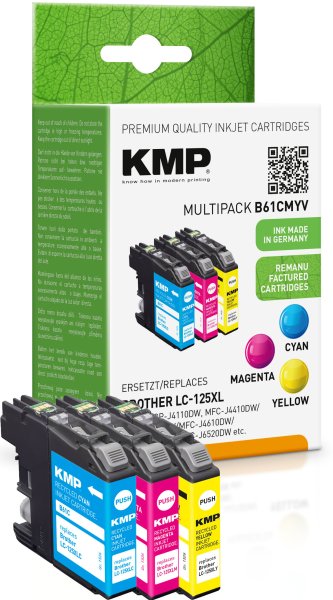 KMP Tintenpatronen B61V MULTIPACK ersetzt Brother LC-125XLRBWBP