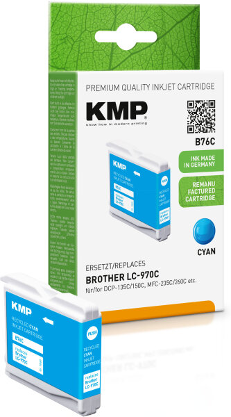 KMP Tintenpatrone B76C (cyan) ersetzt Brother LC970C