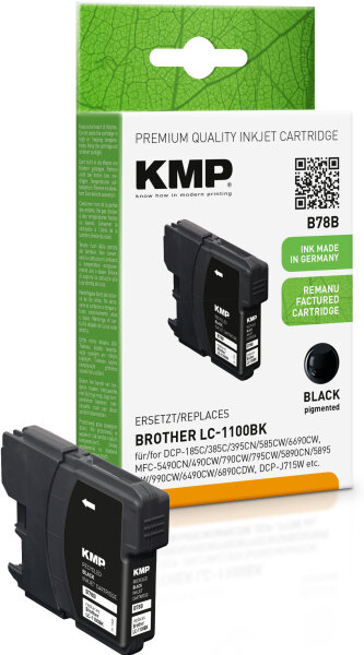 KMP Tintenpatrone B78B (schwarz) ersetzt Brother LC1100BK