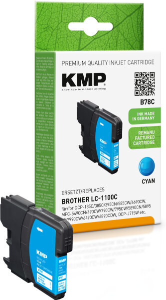 KMP Tintenpatrone B78C (cyan) ersetzt Brother LC1100C