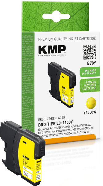 KMP Tintenpatrone B78Y (yellow) ersetzt Brother LC1100Y