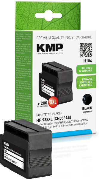 KMP Tintenpatrone H104 (schwarz) ersetzt HP 932XL (CN053AE)