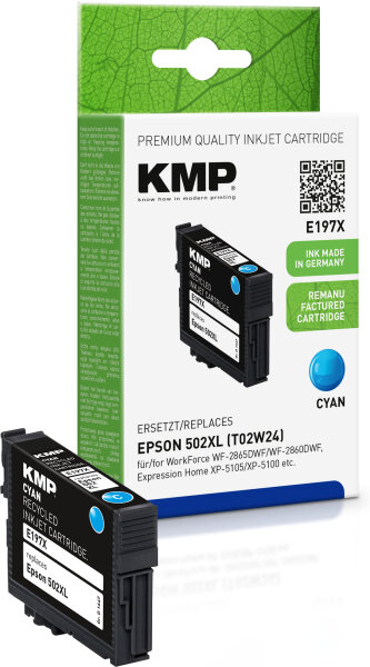 KMP Tintenpatrone E197X (cyan) ersetzt Epson 502XL (T02W2 - Fernglas)