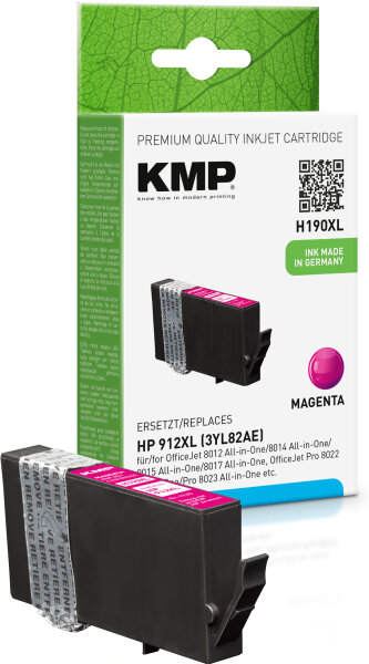 KMP Tintenpatrone H190X (magenta) ersetzt HP 912XL (3YL82AE)