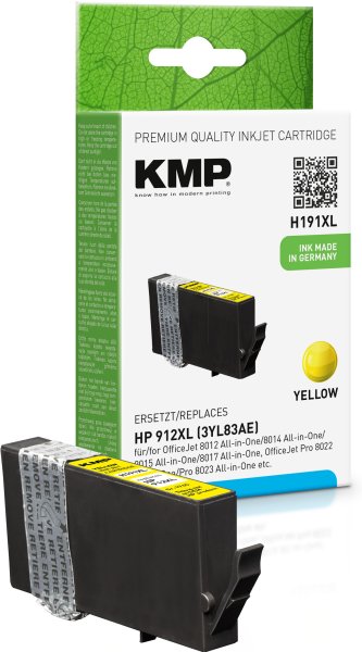 KMP Tintenpatrone H191X (yellow) ersetzt HP 912XL (3YL83AE)