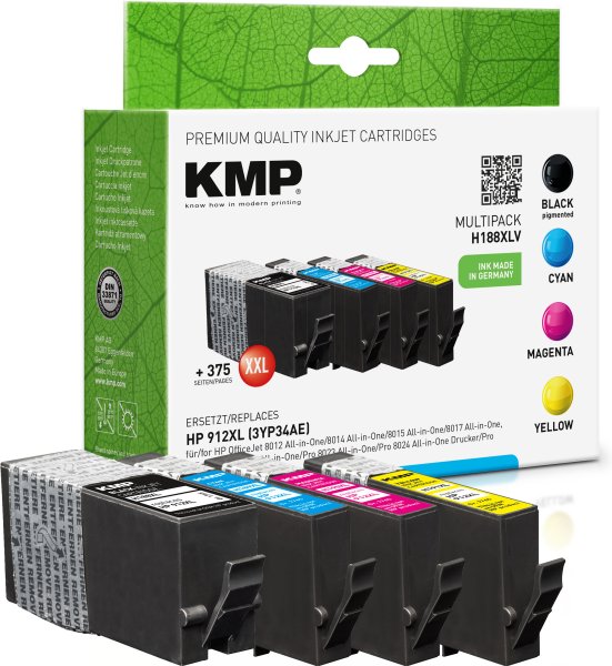 KMP Tintenpatronen H188XV MULTIPACK ersetzt HP 912XL (3YP34AE)