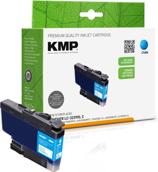 KMP Tintenpatrone (cyan) ersetzt Brother LC-3239XLC