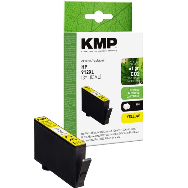 KMP Tintenpatrone (gelb) ersetzt HP 912XL (3YL83AE)