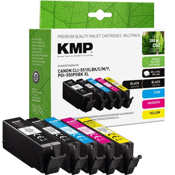 KMP Tintenpatronen MULTIPACK ersetzt Canon PGI-550PGBK XL, CLI-551BK/C/M/Y XL