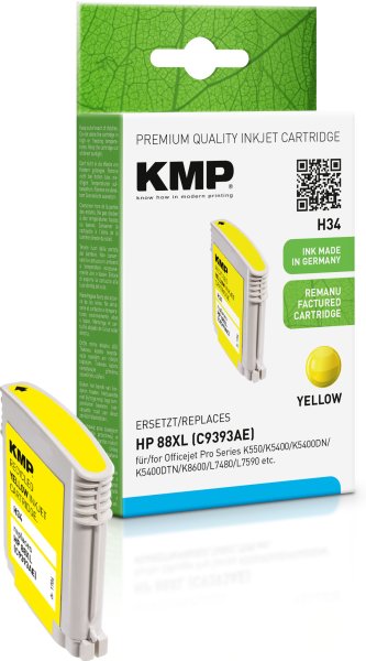 KMP Tintenpatrone H34 (gelb) ersetzt HP 88XL (C9393AE)