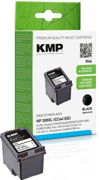 KMP Tintenpatrone H44 (schwarz) ersetzt HP 300XL (CC641EE)