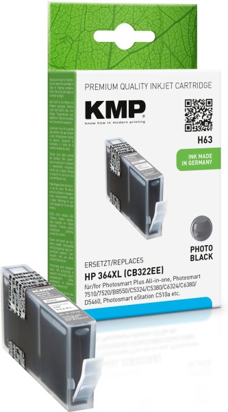 KMP Tintenpatrone H63 (foto schwarz) ersetzt HP 364XL (CB322EE)